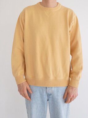 VTG Eddie Bauer Yellow 100% Cotton Minimalist Cottegecore Crewneck Sweater XL